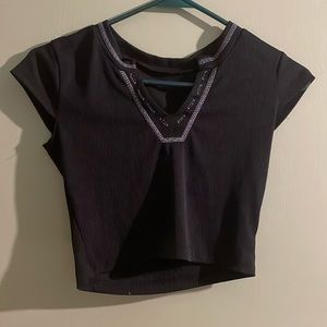 v neck seamless crop top